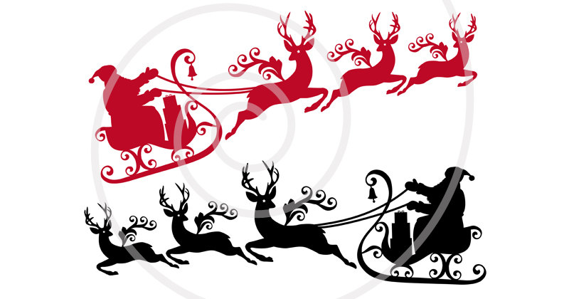 800x420 Santa Claus Sleigh Reindeer Clipart