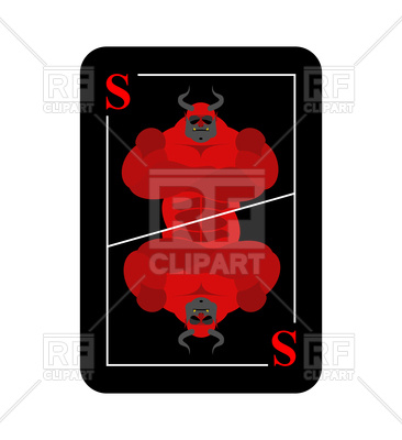 366x400 Playing Card With Red Satan Symbol Royalty Free Vector Clip Art
