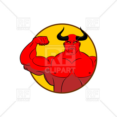 400x400 Satan Bodybuilder Shows Biceps Icon Royalty Free Vector Clip Art