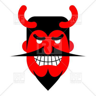 400x400 Satan Laughter. Devil With Terrible Smile. Royalty Free Vector