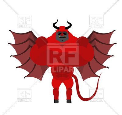 400x379 Strong Satan, Red Demon With Horns And Wings Royalty Free Vector