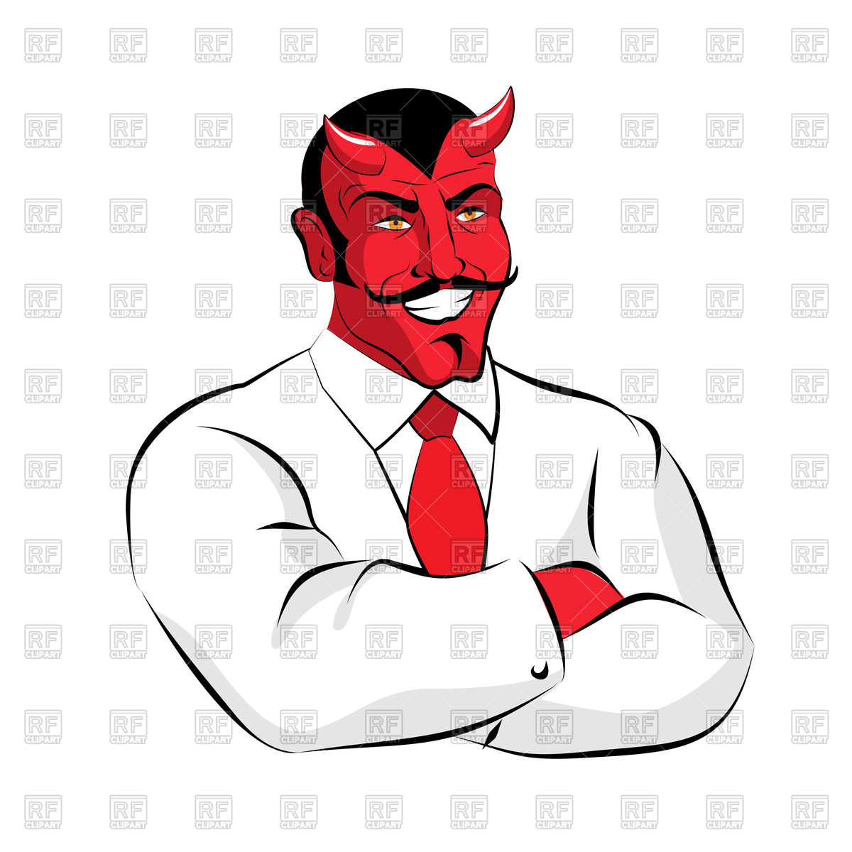 1200x1200 Satan Boss. Devil Businessman In White Suit. Royalty Free Vector