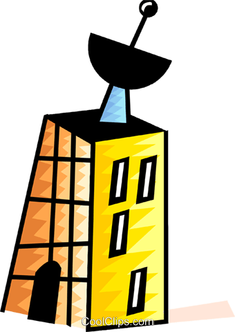 340x480 Apartment Building With Satellite Dish Royalty Free Vector Clip