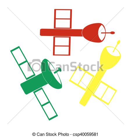 450x470 Satellite Sign Illustration. Isometric Style Of Red, Green