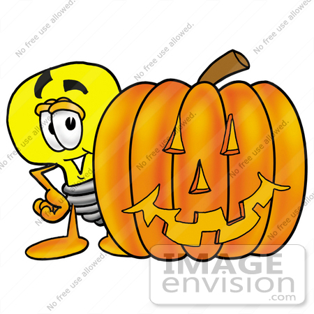 450x450 Clip Art Graphic Of A Yellow Electric Lightbulb Cartoon Character