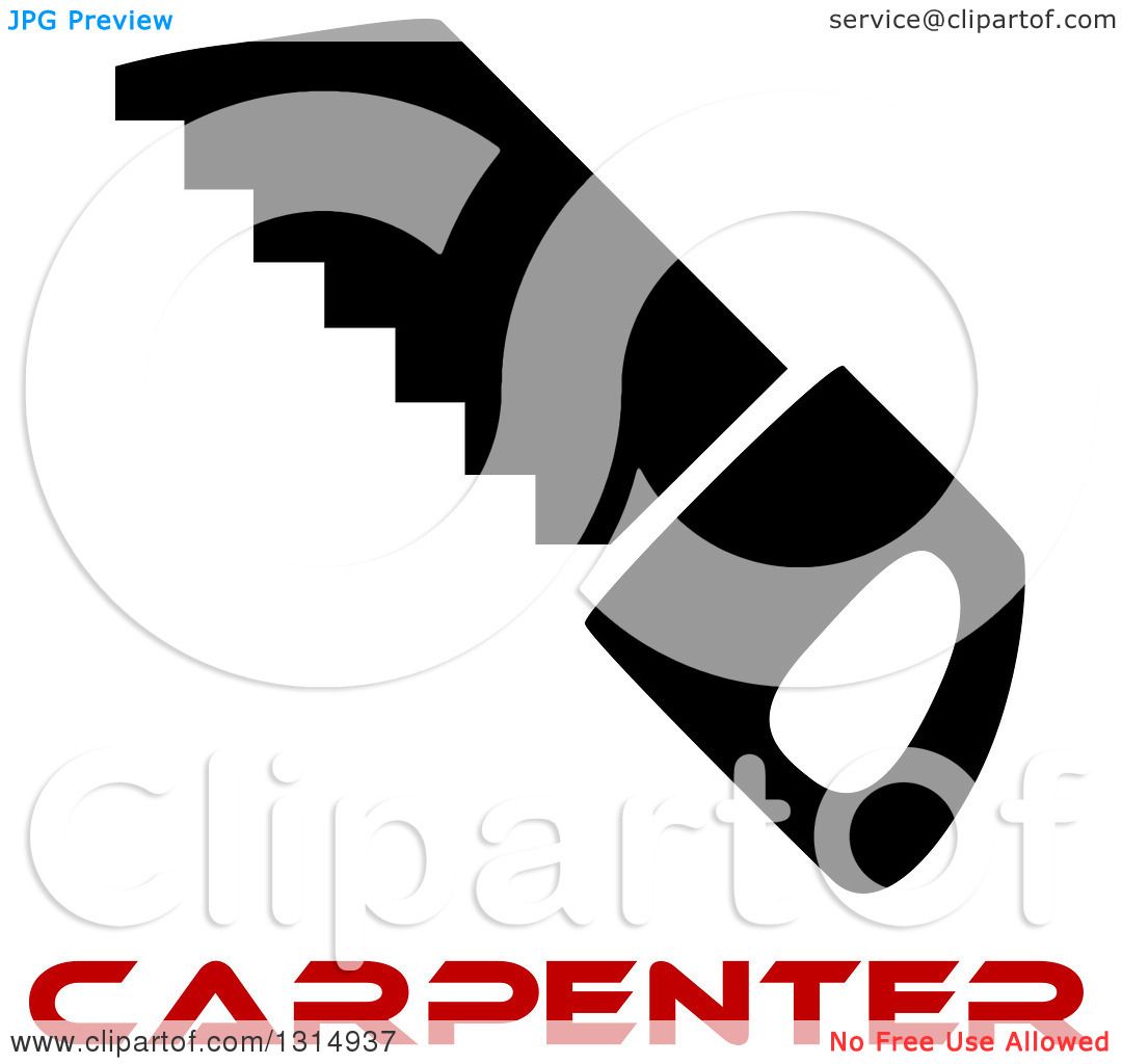 1080x1024 Clipart Of A Black Saw And Red Carpenter Text