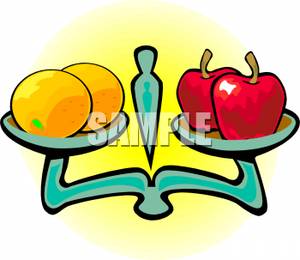 300x260 Clipart Picture Apples And Oranges On A Scale
