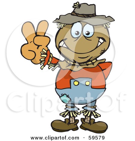 450x470 Royalty Free (Rf) Clipart Illustration Of A Crow And Scarecrow