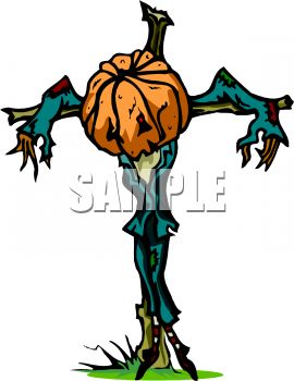 270x350 Skinny, Sad Scarecrow With A Pumpkin Head