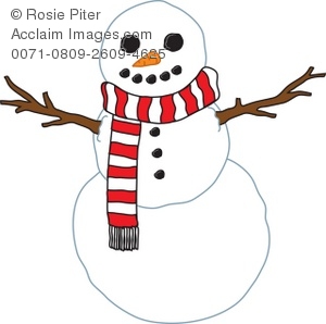 300x298 Royalty Free Clipart Illustration Of A Snow Man With A Scarf
