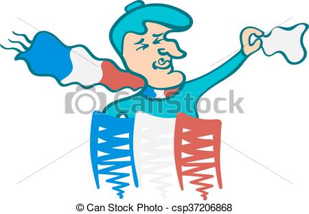 450x312 The Frenchman In The French Scarf Waving A Scarf Clip Art Vector
