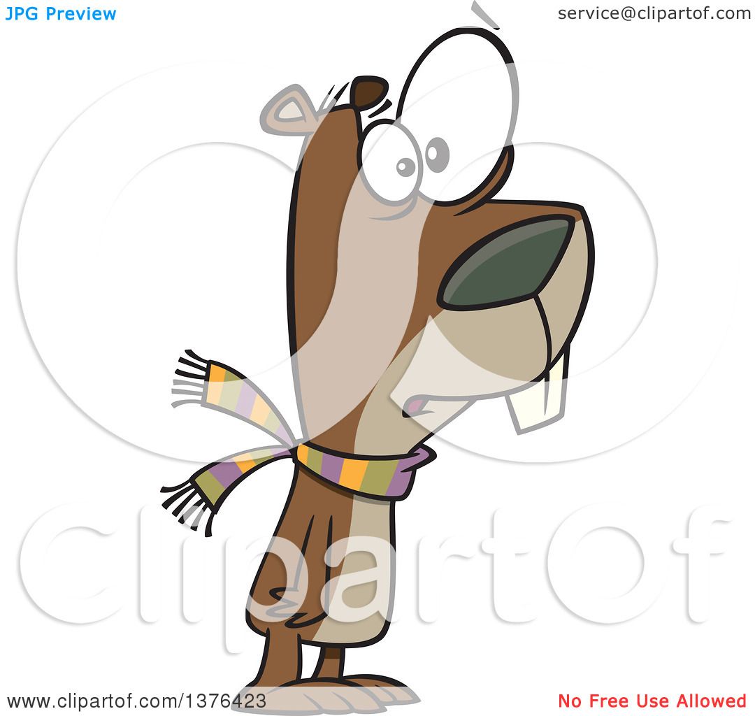 1080x1024 Clipart Of A Cartoon Worried Groundhog Wearing A Scarf