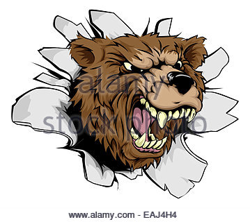 359x320 An Illustration Of A Bear Scary Sports Mascot With Claws Out Stock