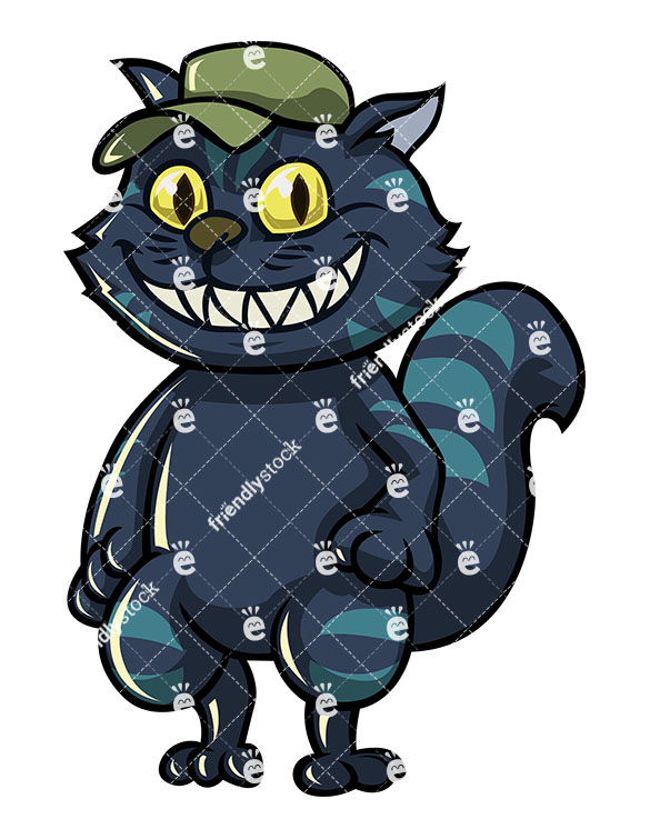 585x755 Scary Cat Halloween Costume With Big Teeth Vector Clipart