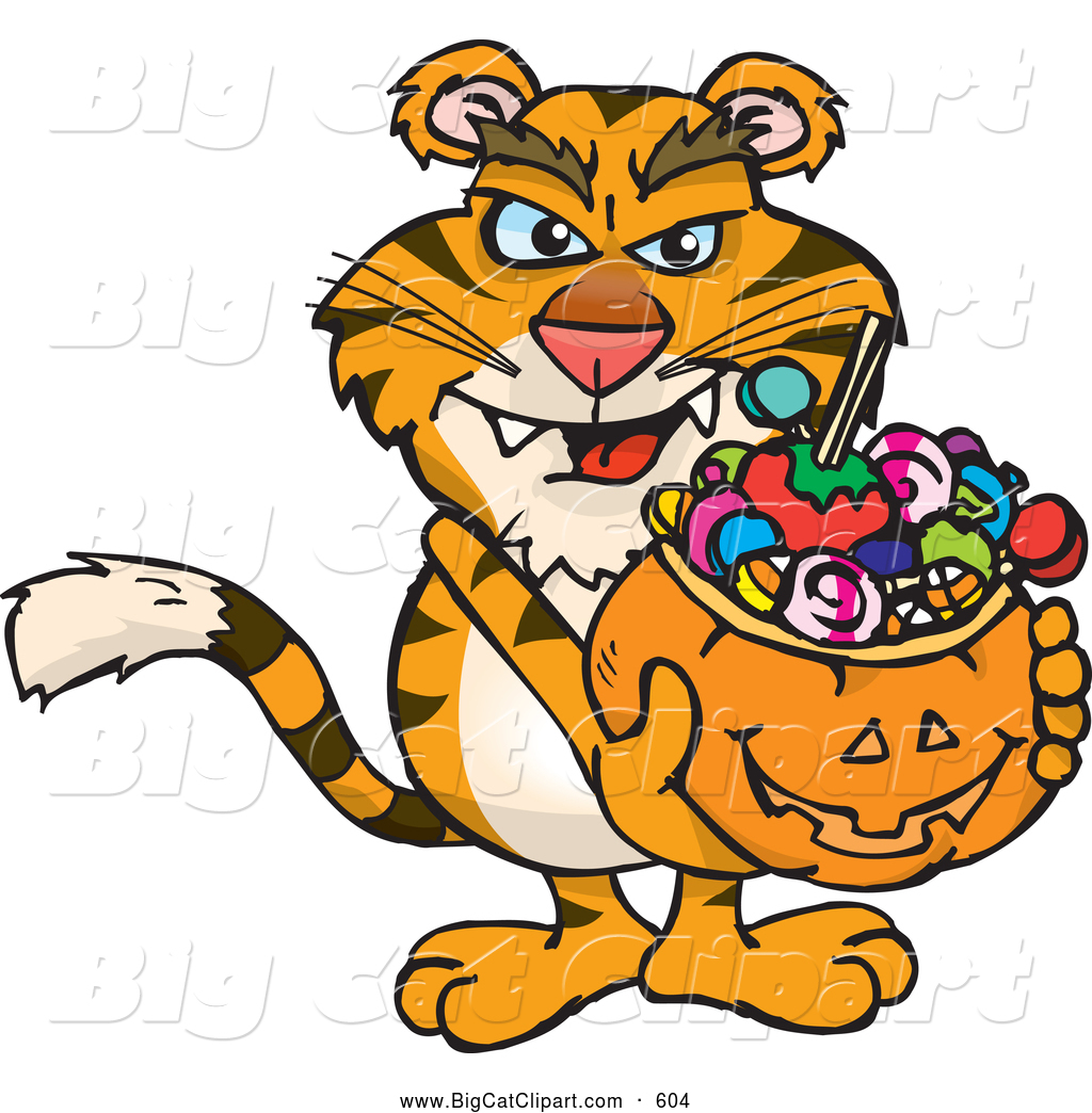 1024x1044 Big Cat Cartoon Vector Clipart Of A Scary Trick Or Treating Tiger