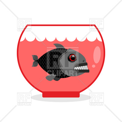 400x400 Scary Piranha In Aquarium Royalty Free Vector Clip Art Image