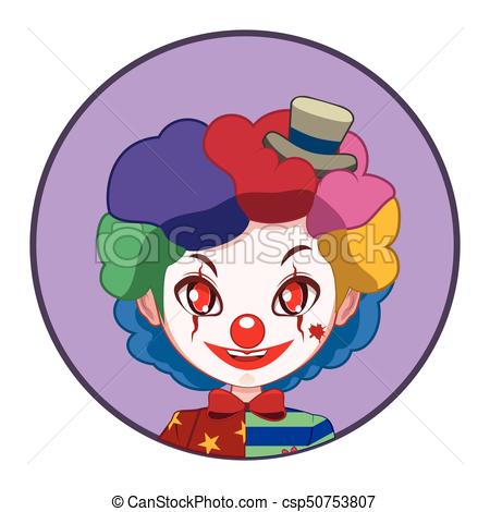 450x470 Scary Clown In A Circle Vector Clipart