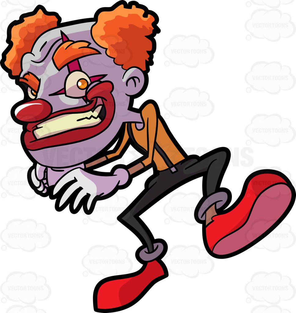 969x1024 A Creepy Clown With Orange Hair Cartoon Clipart Vector Toons
