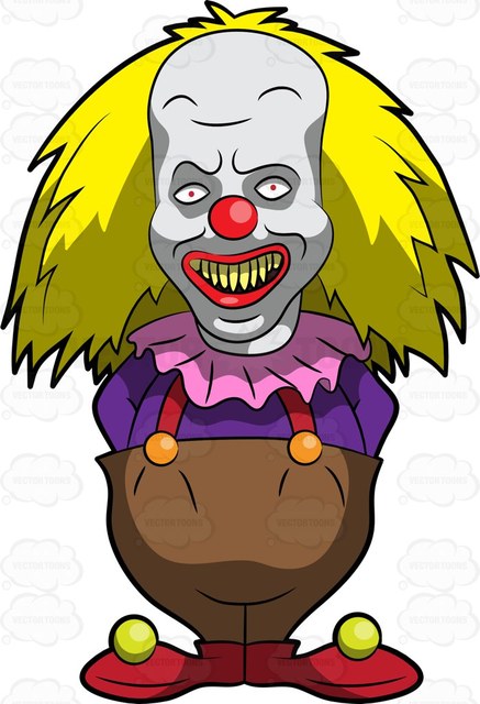 437x640 A Scary Short Clown Cartoon Clipart Vector Toons