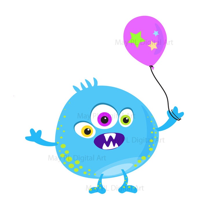 736x736 Clip Art Silly Monsters With Balloons Clipart