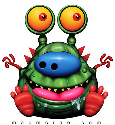 400x436 Funny Green Monster With A Nose Ring Sitting