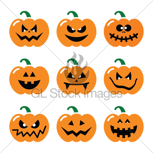 500x500 Halloween Pumpkin Vector Icons Set Gl Stock Images