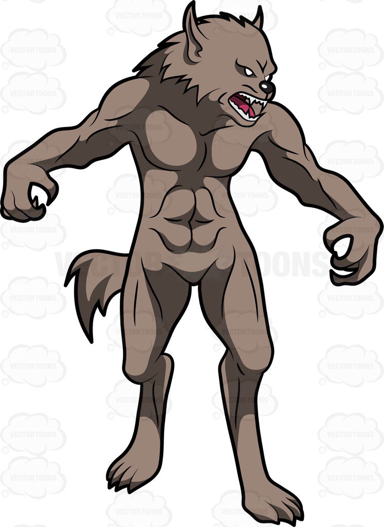 747x1024 A Werewolf Walking Angrily Cartoon Clipart Vector Toons
