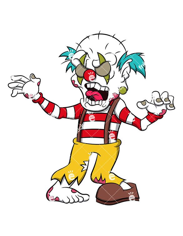 585x755 Freaky Zombie Clown Cartoon Vector Clipart Zombie Clipart, Scary