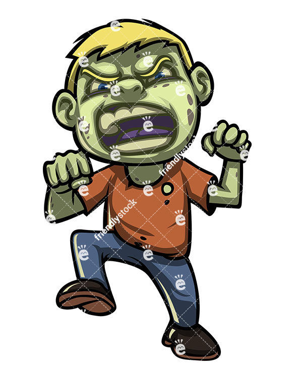 585x755 Scary Little Boy Zombie Vector Cartoon Clipart