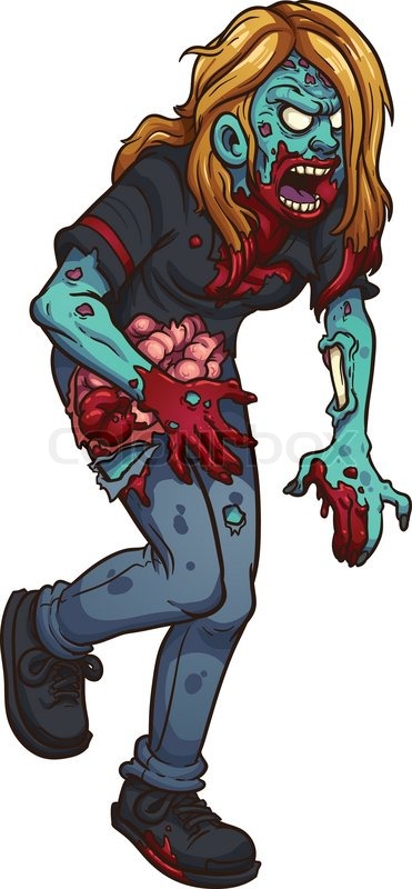 371x800 Walking Zombie Woman. Vector Clip Art Illustration With Simple