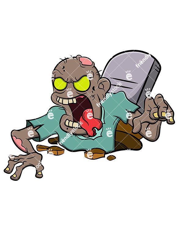 585x755 Zombie Coming Out Of Grave Vector Cartoon Clipart