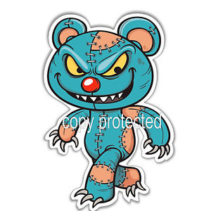 300x300 Funny Car Bumper Sticker Evil Teddy Bear Scary Zombie Halloween