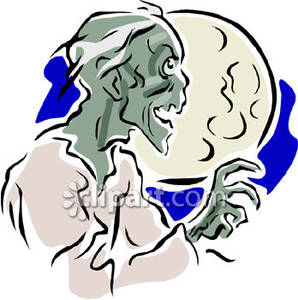 298x300 A Scary Zombie Under A Full Moon Royalty Free Clipart Picture