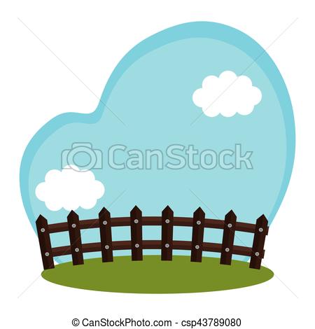 450x470 Field Farm With Fence Scenery Vector Illustration Design Vector