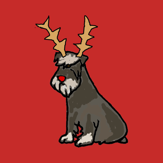 630x630 Cute Schnauzer Dog With Reindeer Antlers Christmas Art