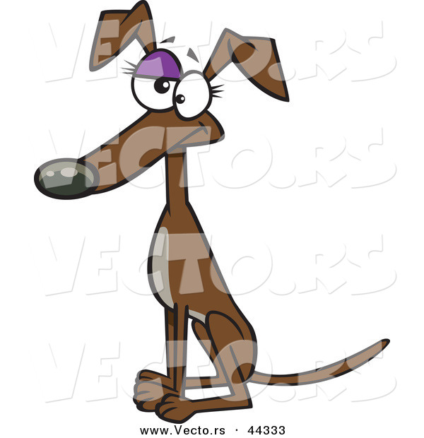 600x620 Vector Of A Sitting Cartoon Female Greyhound Dog By Toonaday