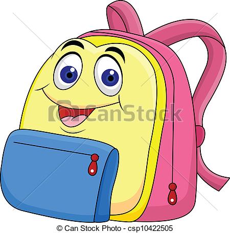 450x456 Vector Illustration Of School Bag Cartoon Character