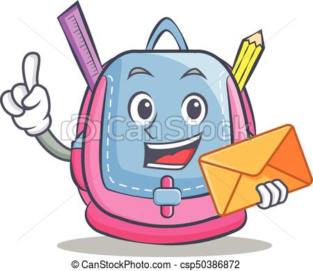450x389 With Envelope School Bag Character Cartoon Vector Vectors