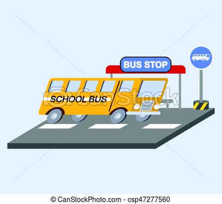 450x413 Vector Illustration Of School Bus Flat Skew Icon Clip Art Vector