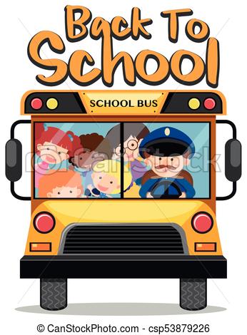 346x470 Back To School Theme With Kids On School Bus Illustration Vector