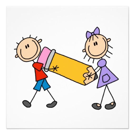 512x512 Stick Kids With Pencil Personalized Invitation Escuela