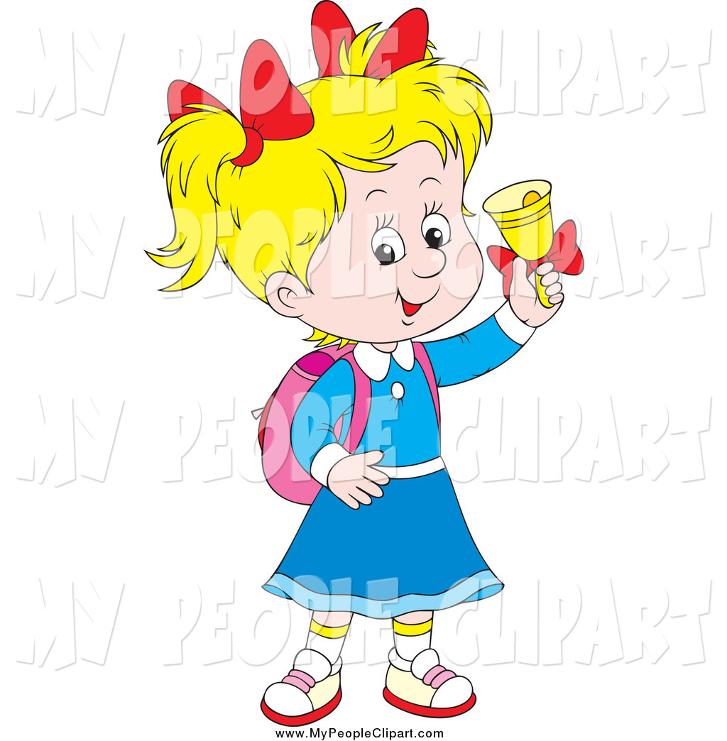 1024x1044 Clip Art Of A Blond White School Girl Ringing A Bell By Alex
