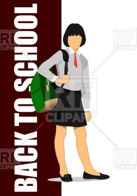 281x400 School Girl Is Going To School With Backpack