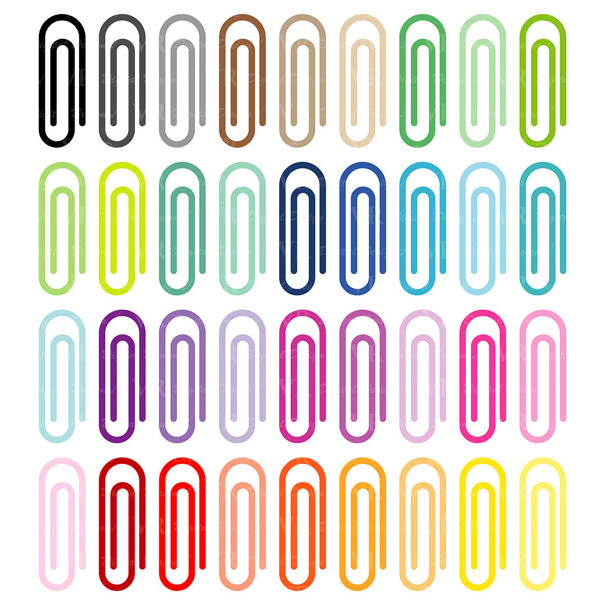 1200x1200 Rainbow Paper Clips Clip Art, School Supplies Clipart, Paper Clip