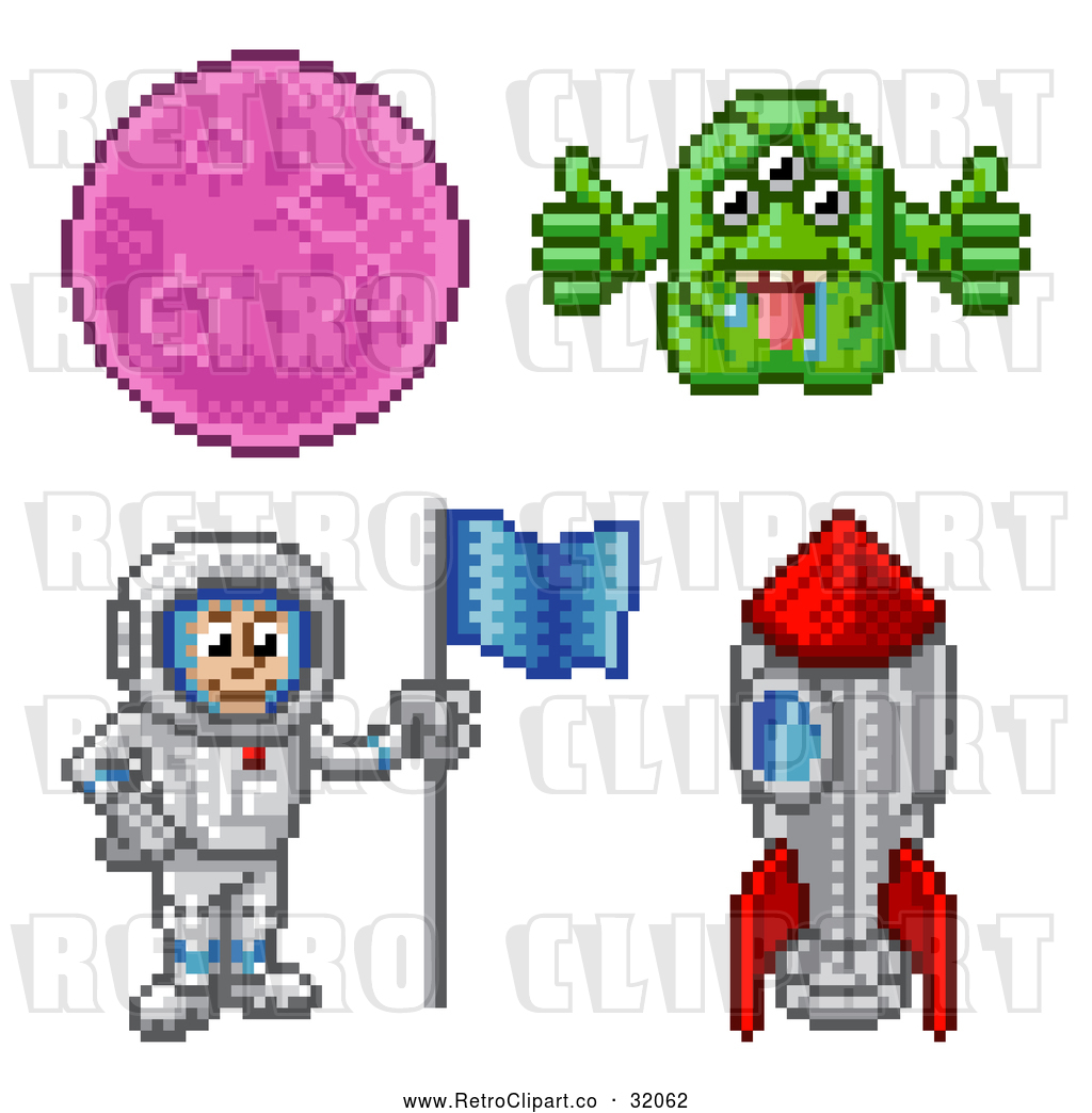 1024x1044 Clip Art Of Retro 8 Bit Pixel Art Video Game Styled Astronaut
