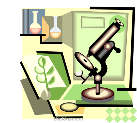 480x431 Science Laboratory With Microscope Royalty Free Vector Clip Art
