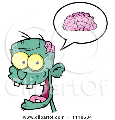 450x470 Cartoon Of A Happy Green Zombie Head With A Speech Balloon 1