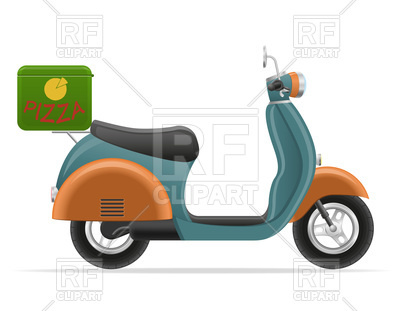 400x311 Retro Scooter For Pizza Delivery Royalty Free Vector Clip Art