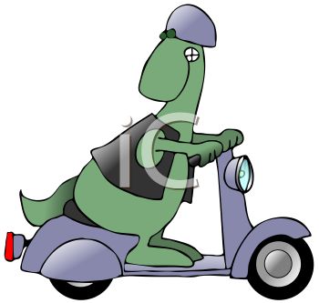 350x333 Royalty Free Clip Art Image Dinosaur Driving A Motorscooter