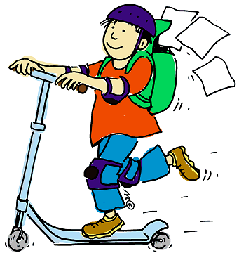 341x360 Boy On Scooter Clipart